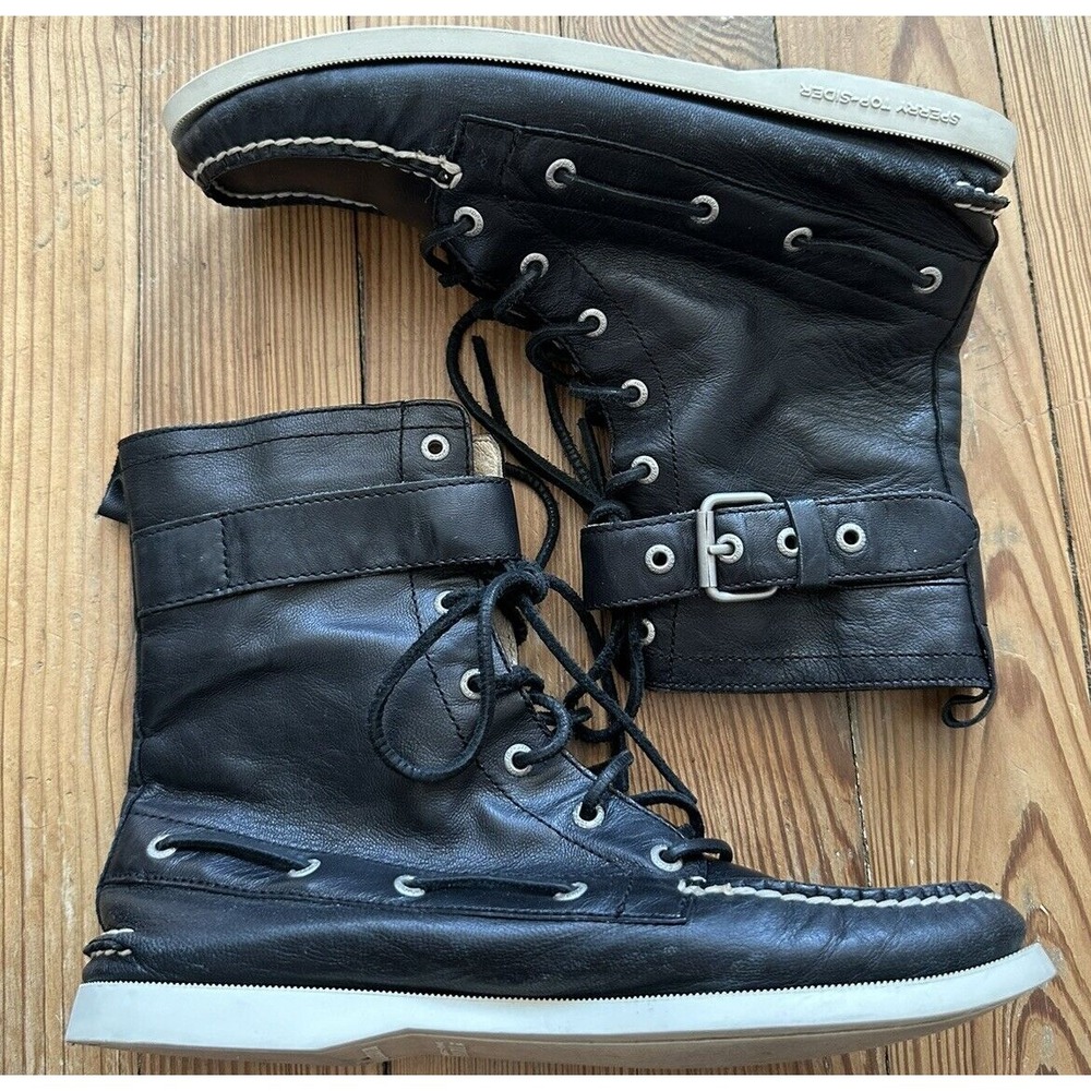 Sperry Top-Sider Huntley Lac Buckle Black‎  Boat Deck Shoe Boots Men's 8.5 M - Picture 2 of 7